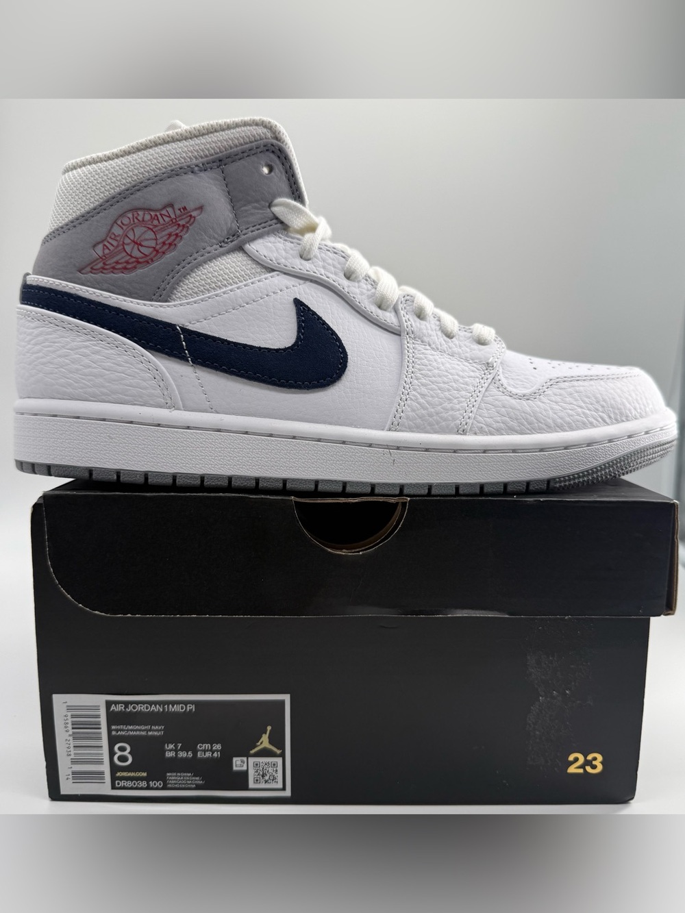 Nike Air Jordan 1 Mid Paris White Midnight Navy DR8038-100 Size 8